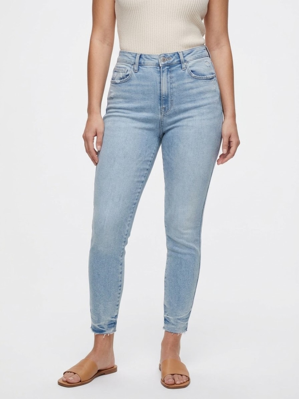 Good American $145 NWT Good Curve Skinny Crop Jeans 10/30 Distressed high rise